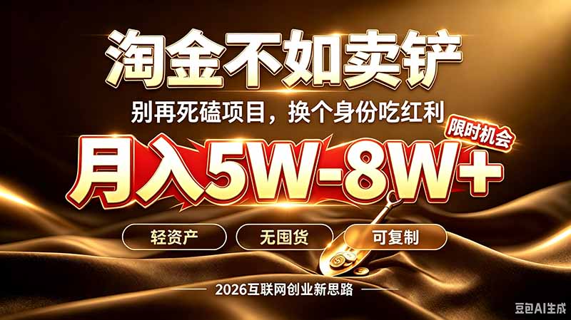 （20152期）别再傻乎乎埋头跑项目！互联网真正赚钱逻辑：做卖铲人，拒绝当韭菜，逆风翻盘月入5-8W+