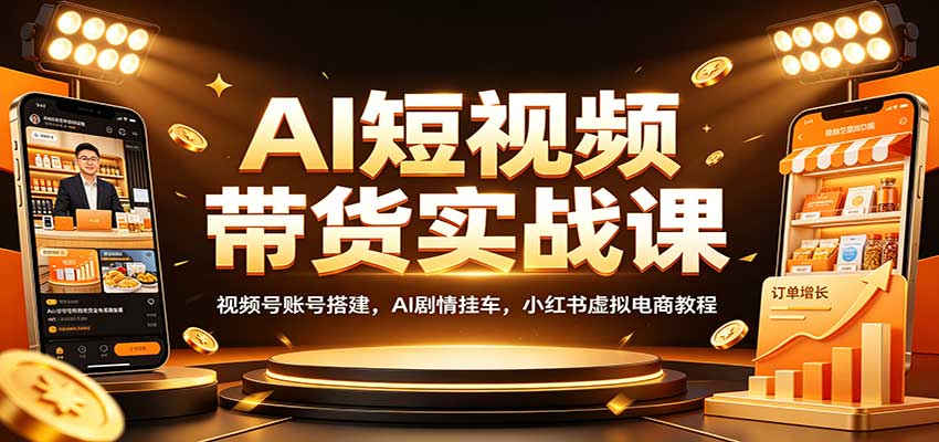 AI短视频带货实战课：视频号账号搭建，AI剧情挂车，小红书虚拟电商教程