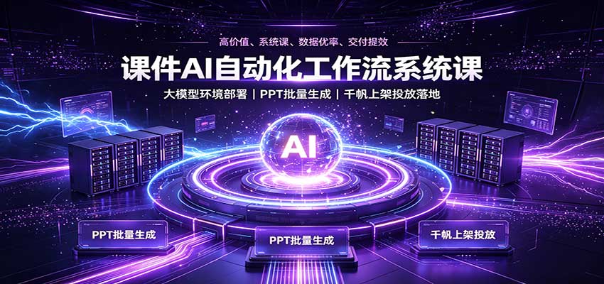 课件AI自动化工作流系统课:大模型环境部署,PPT批量生成,千帆上架投放落地