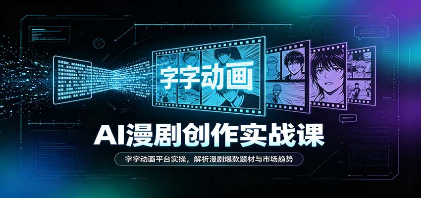 AI漫剧创作实战课：字字动画平台实操，解析漫剧爆款题材与市场趋势