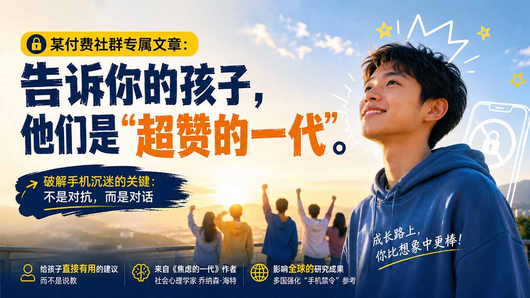(20222期)某付费社群专属文章:告诉你的孩子,他们是“超赞的一代”。