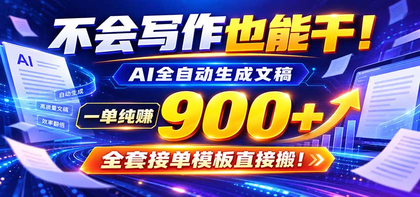 AI副业天花板:全自动出文,一单600+,免费接单群,小白当天上手收米