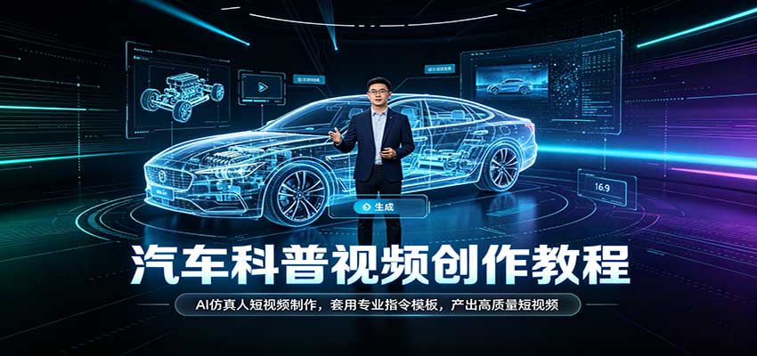 汽车科普视频创作教程:AI仿真人短视频制作,套用专业指令模板,产出高质量短视频
