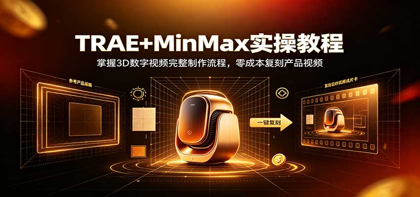 TRAE+MinMax实操教程：掌握3D数字视频完整制作流程，零成本复刻产品视频