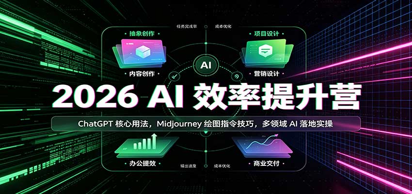 2026 AI效率提升营：ChatGPT核心用法，Midjourney绘图指令技巧，多领域AI落地实操