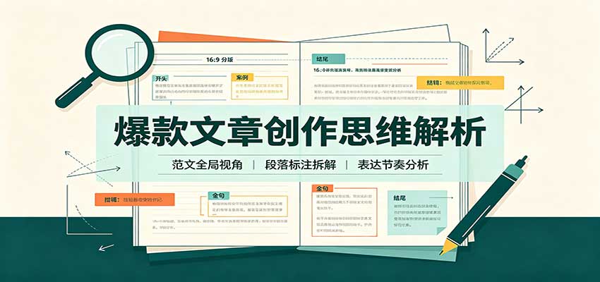 爆款文章创作思维解析:全局视角拆解范文,梳理行文逻辑,搭配真实拆文实操案例