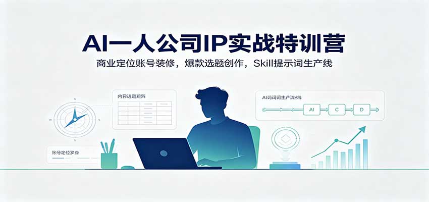 AI一人公司IP实战特训营：商业定位账号装修，爆款选题创作，Skill提示词生产线