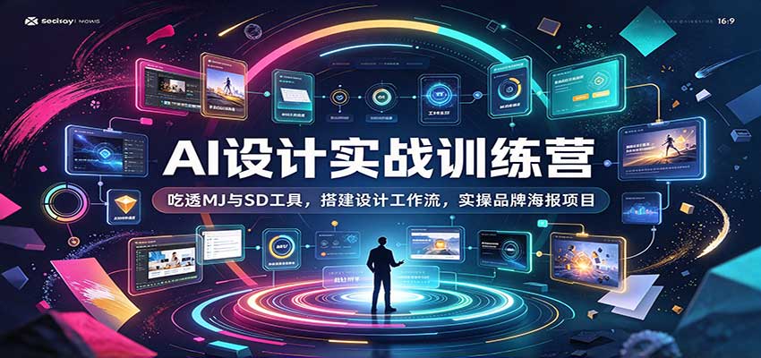 AI设计实战训练营：吃透MJ与SD工具，搭建设计工作流，实操品牌海报项目