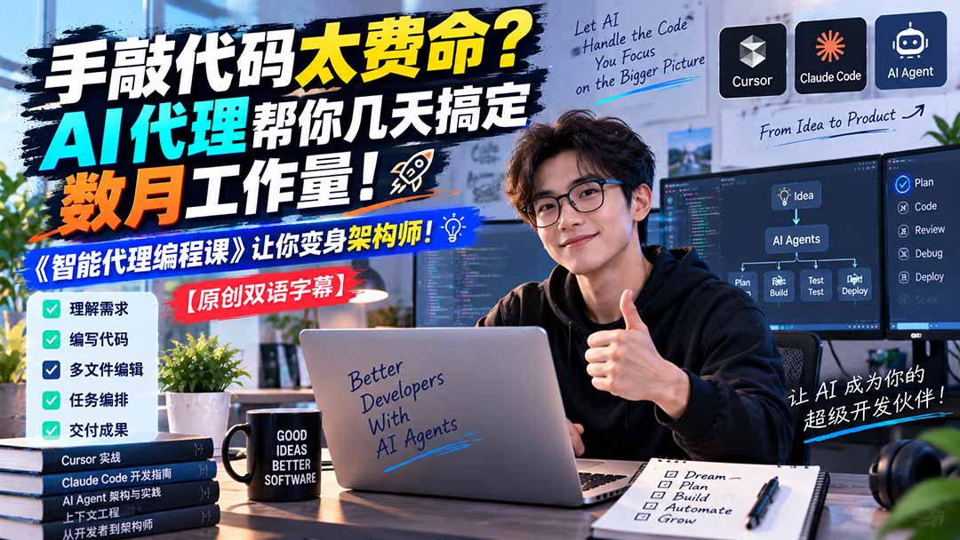（20286期）手敲代码太费命？AI 代理帮你几天搞定数月工作量！《智能代理编程课》让你变身架构师