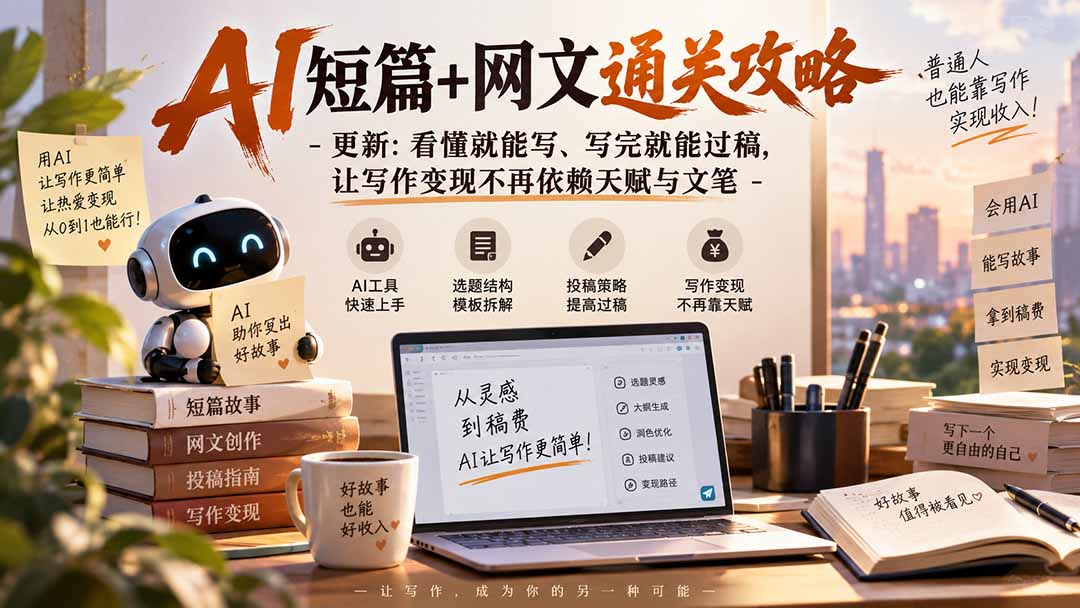 （20578期）AI短篇+网文通关攻略-更新0921：看懂就能写、写完就能过稿，让写作变现不再依赖天赋与文笔