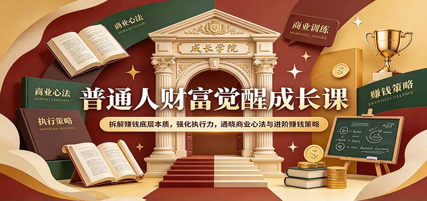普通人财富觉醒成长课:拆解赚钱底层本质,强化执行力,通晓商业心法与进阶赚钱策略