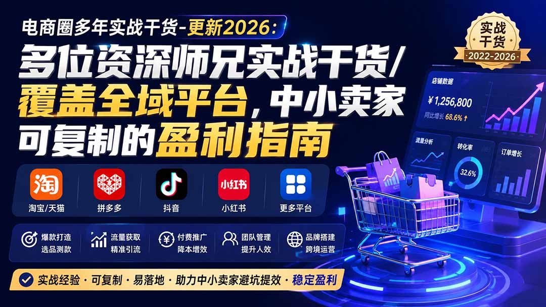 (20347期)电商圈多年实战干货-更新2026:多位资深师兄实战干货/覆盖全域平台,中小卖家可复制的盈利指南