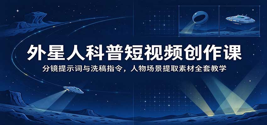 外星人科普短视频创作课:分镜提示词与洗稿指令,人物场景提取素材全套教学