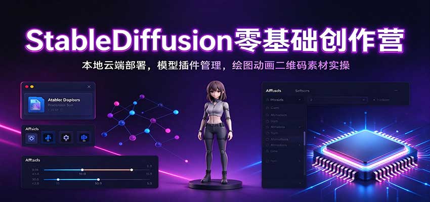 StableDiffusion零基础创作营：本地云端部署，模型插件管理，绘图动画二维码素材实操