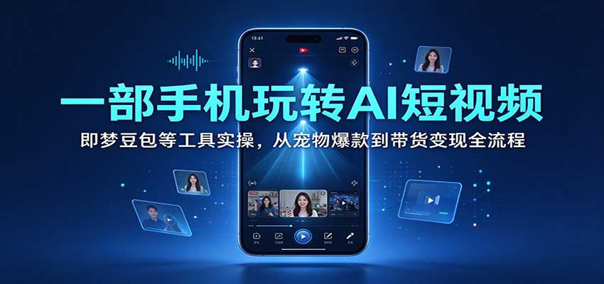 一部手机玩转AI短视频:即梦豆包等工具实操,从宠物爆款到带货变现全流程