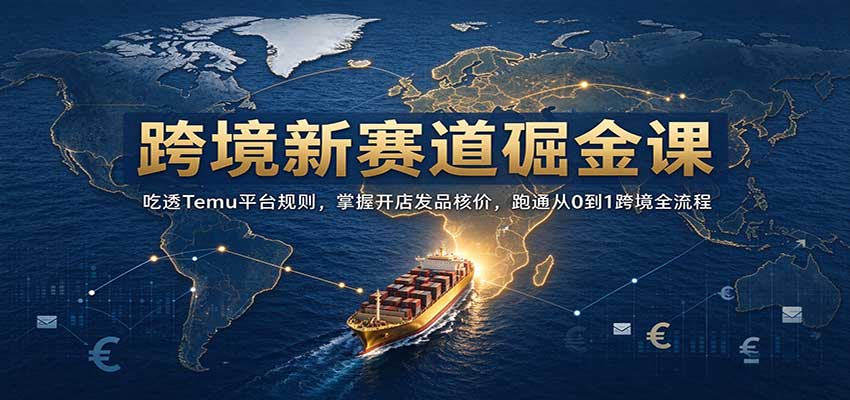 跨境新赛道掘金课:吃透Temu平台规则,掌握开店发品核价,跑通从0到1跨境全流程