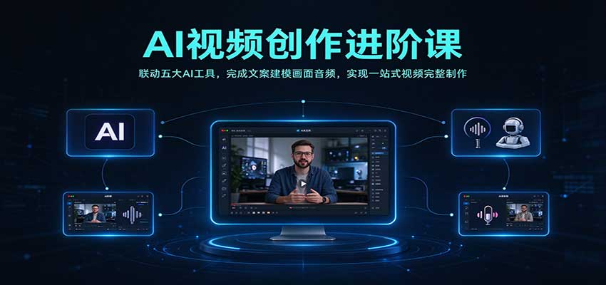 AI视频创作进阶课:联动五大AI工具,完成文案建模画面音频,实现一站式视频完整制作