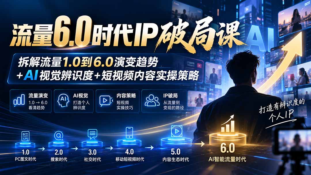 （20845期）流量6.0时代IP破局课：拆解流量1.0到6.0演变趋势+AI视觉辨识度+短视频内容实操策略