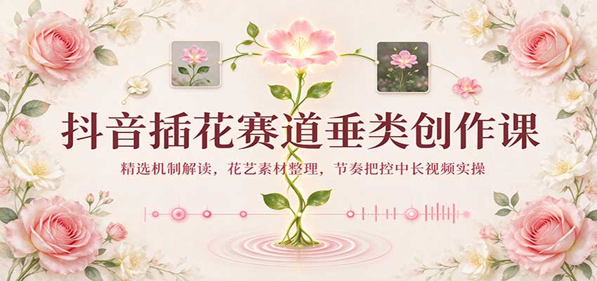 抖音插花赛道垂类创作课:精选机制解读,花艺素材整理,节奏把控中长视频实操