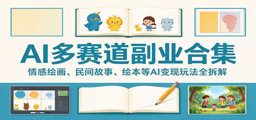 AI多赛道副业合集:情感绘画、民间故事、绘本等AI变现玩法全拆解