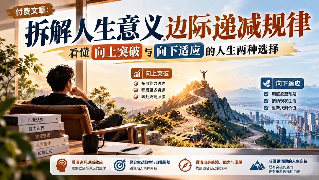 （21233期）付费文章：拆解人生意义边际递减规律，看懂向上突破与向下适应的人生两种选择