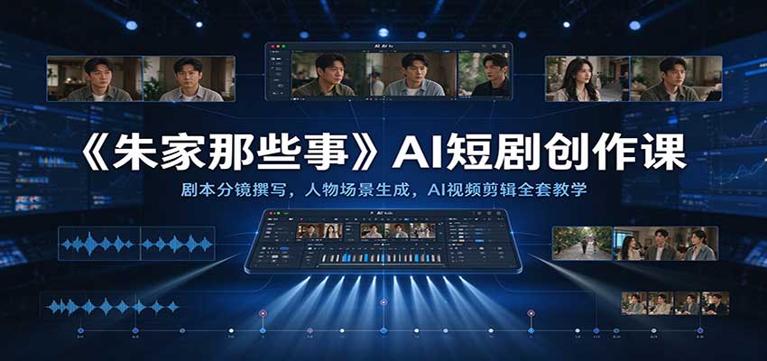 《朱家那些事》AI短剧创作课:剧本分镜撰写,人物场景生成,AI视频剪辑全套教学