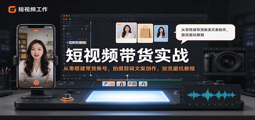 短视频带货实战:从零搭建带货账号,拍摄剪辑文案创作,投流避坑教程