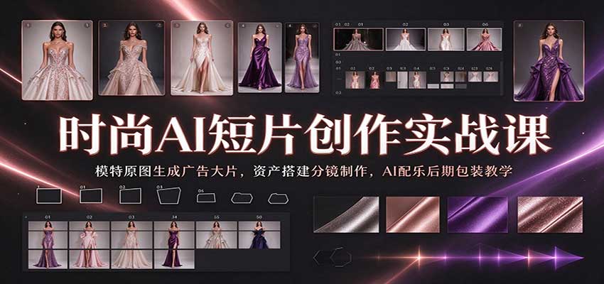 时尚AI短片创作实战课:模特原图生成广告大片,资产搭建分镜制作,AI配乐后期包装教学
