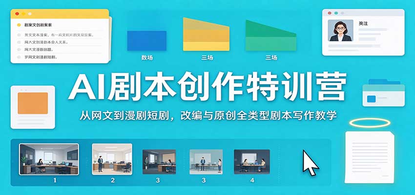 AI剧本创作特训营：从网文到漫剧短剧，改编与原创全类型剧本写作教学