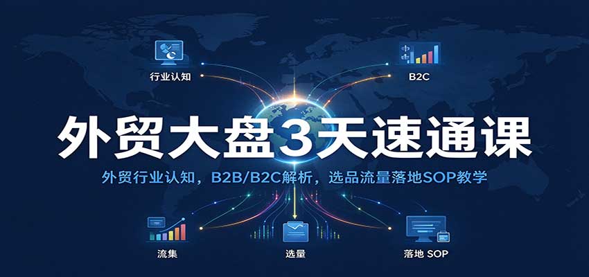 外贸大盘3天速通课:外贸行业认知,B2B/B2C解析,选品流量落地SOP教学