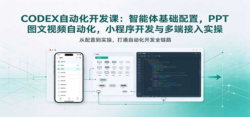 CODEX自动化开发课:智能体基础配置,PPT图文视频自动化,小程序开发与多端接入实操