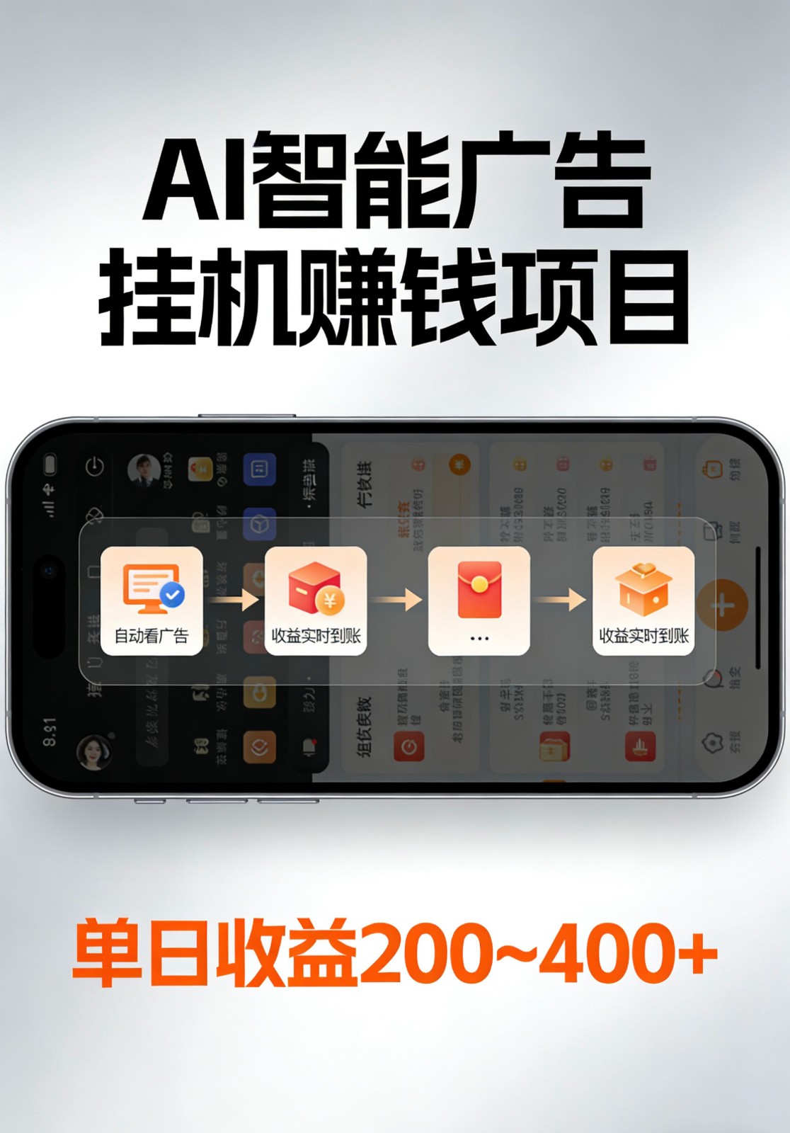 AI智能挂机看广告,全程智能自动运行刷广告赚收益,每日稳定收益200-400+