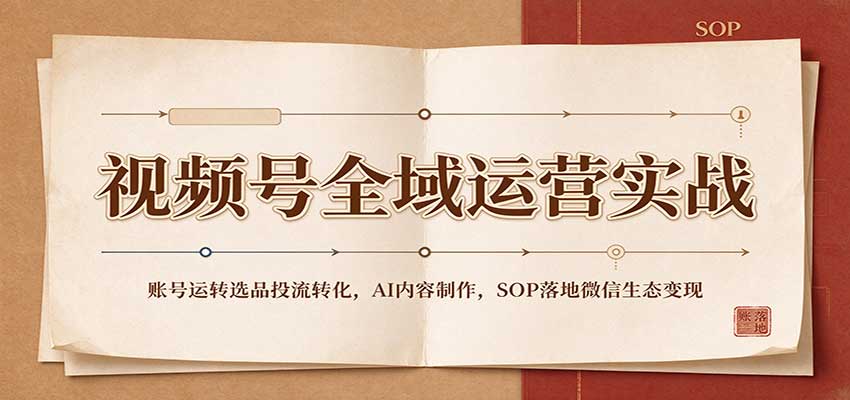视频号全域运营实战：账号运转选品投流转化，AI内容制作，SOP落地微信生态变现