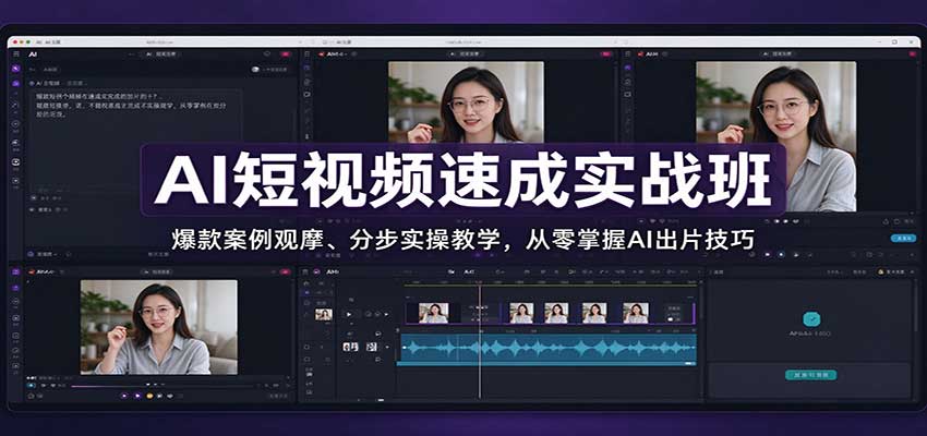 AI短视频速成实战班:爆款案例观摩、分步实操教学,从零掌握AI出片技巧