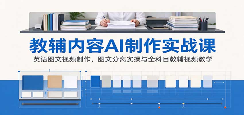 AI制作教辅内容实战课:英语图文视频制作,图文分离实操与全科目教辅视频教学