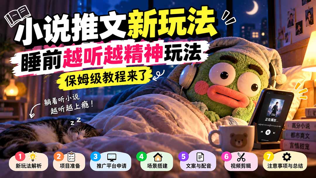 (20947期)小说推文新玩法,睡前越听越精神玩法,保姆级教程来了